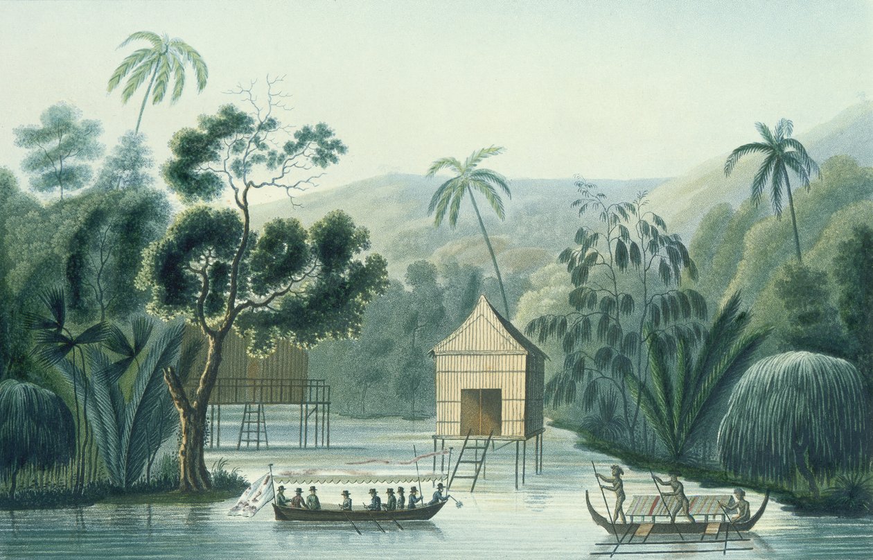 Pagoda Waigiou szigetén, Louis Isidore Duperrey (1786-1865) Utazás a világ körül a Corvette La Coquille-n (1822-25) című művéből alkotó: French School