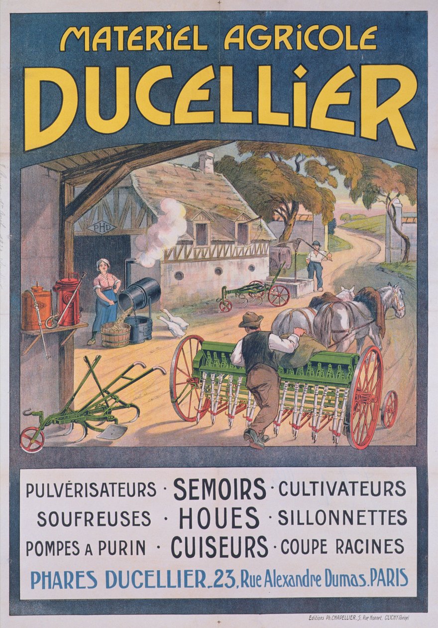 Ducellier mezőgazdasági felszerelést reklámozó plakát, 1920 alkotó: French School