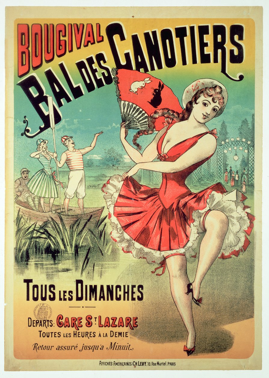 A „Bal des Canotiers, Bougival” plakátja (színes litho) alkotó: French School