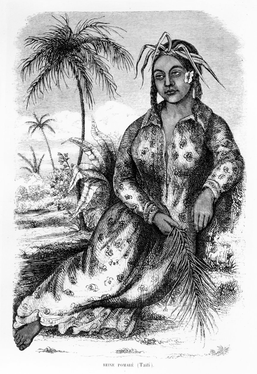 IV. Pomare Tahiti királynő, illusztráció Eugene Delessert „Utak dans les deux oceans” című művéből, 1848 alkotó: French School