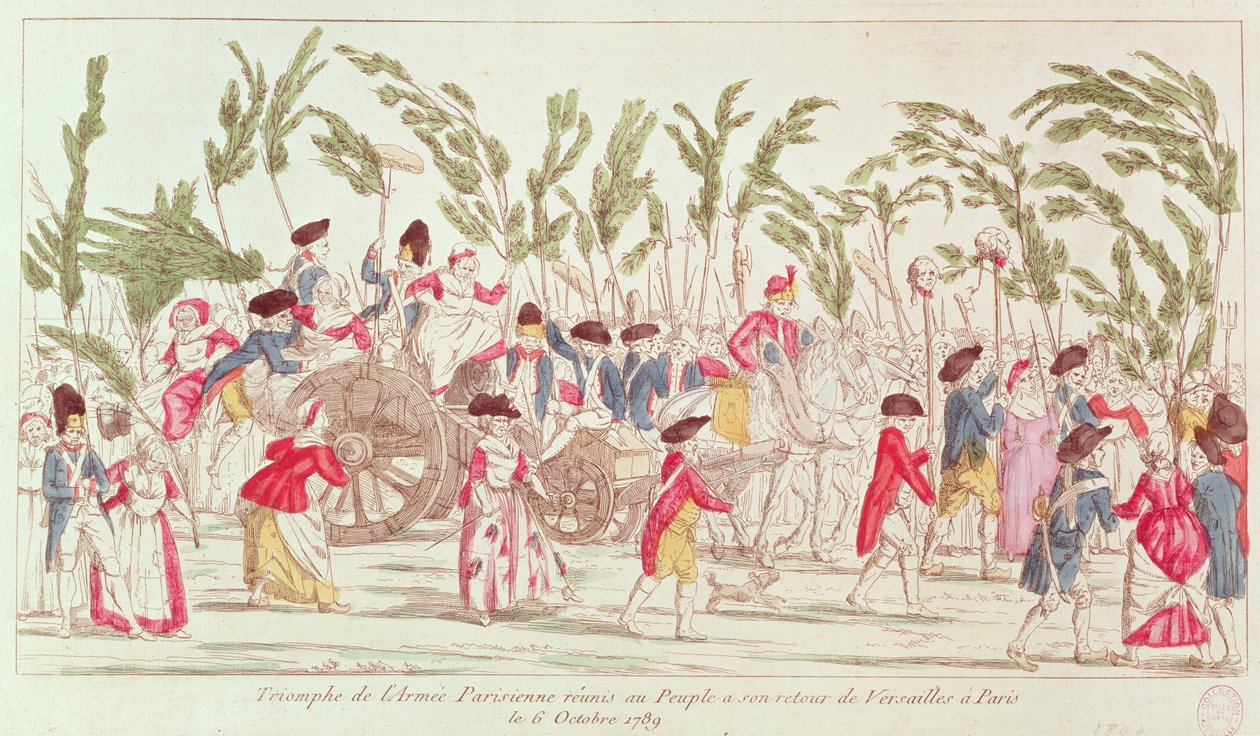 A diadalmas párizsi hadsereg Versailles-ból visszatér Párizsba, 1789. október 6. alkotó: French School