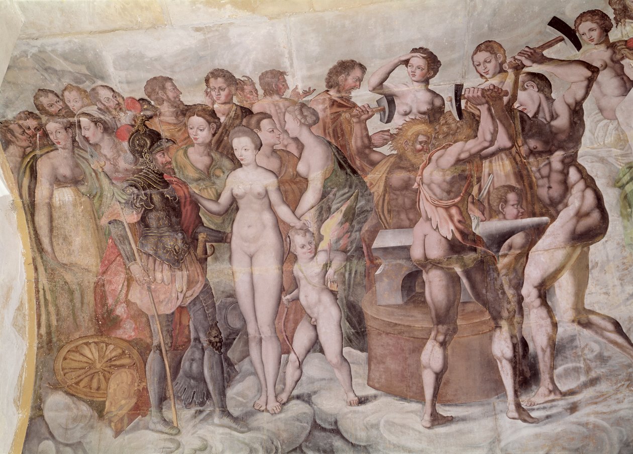 Tour de la Ligue. A Medici-udvar tagjai, mint az Olimposz istenei (falfestmény) (részlet) alkotó: French School