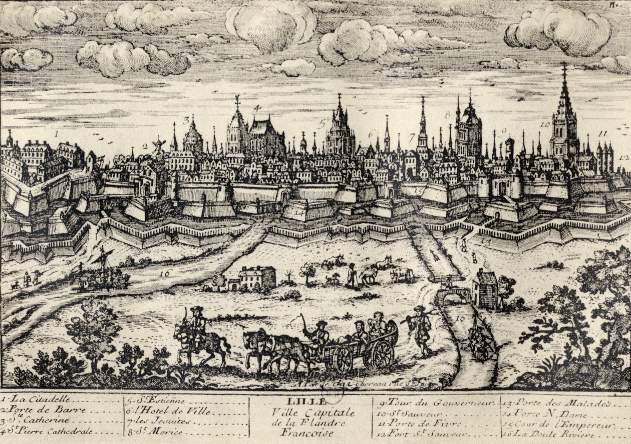 Kilátás Lille-ről 1670 körül, a "Memoires de Charles de Batz-Castelmore Comte d
