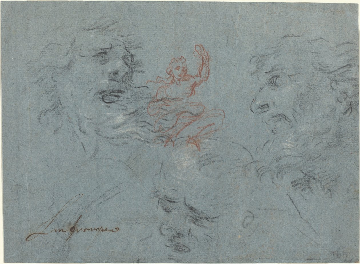 Tanulmány a fejekről [recto] alkotó: French 17th Century