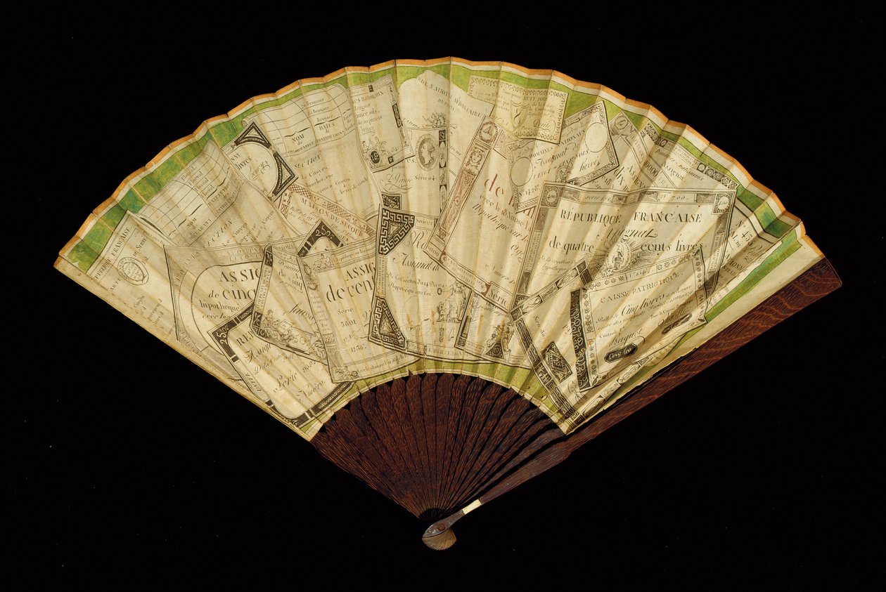 Egy Assignat ventilátor, 1796 körül (papír és fa) alkotó: French School