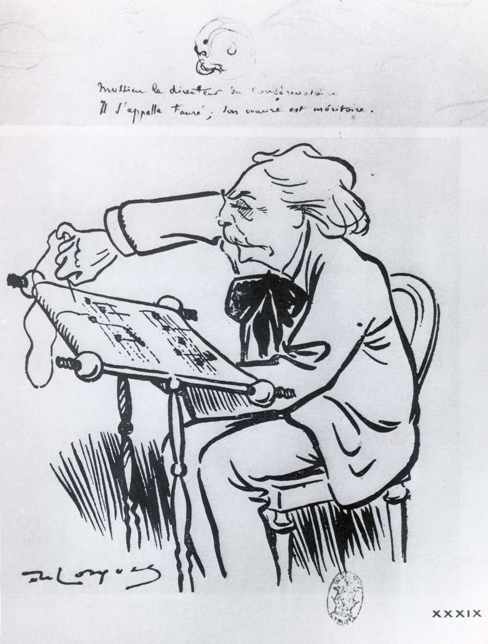 Gabriel Faure karikatúrája (1845-1924) alkotó: French School