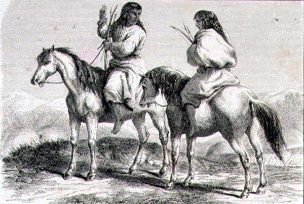Comanche indiánok az 1860-as években (metszet) alkotó: French School