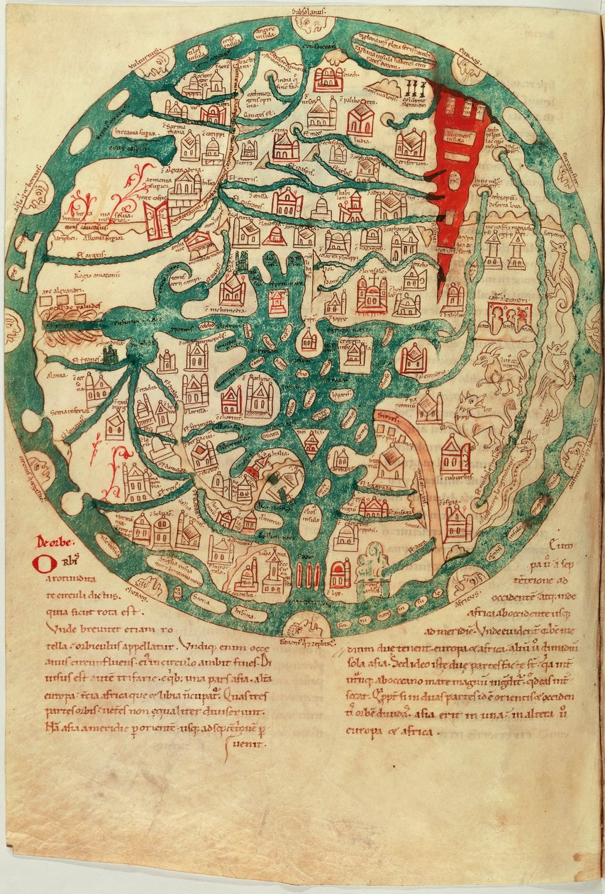 Mappamundi, Sevillai Izidor után, 1130-1135 körül alkotó: French School