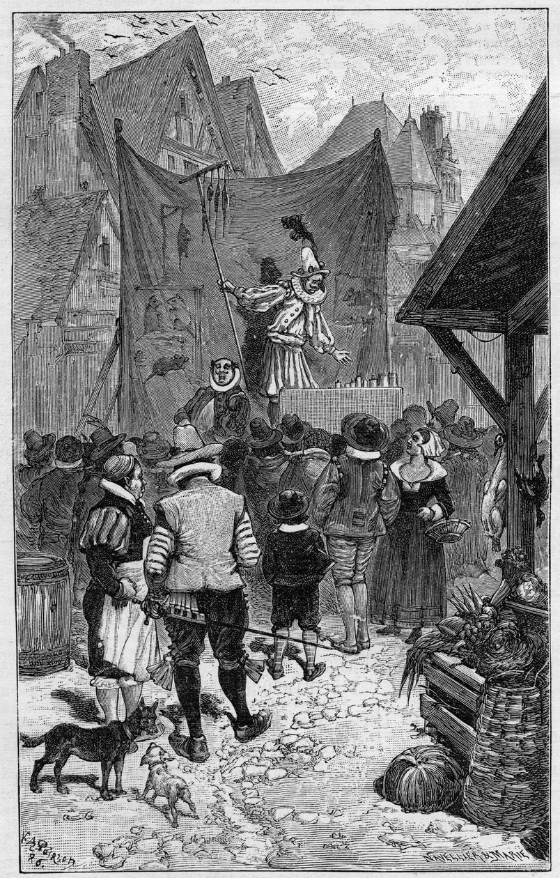 Moliere gyermek a Foire Saint Germainben. alkotó: French School
