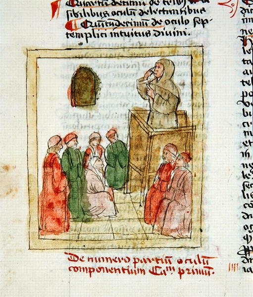 Ms 1733 Tanár oktatja a tanulókat (vellum) alkotó: French School