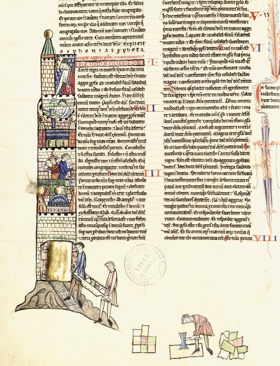 Ms 21 f.167v Torony építése alkotó: French School