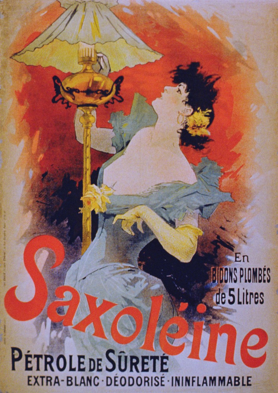 Saxoleine biztonsági lámpaolajat reklámozó plakát, 1890-es évek alkotó: French School