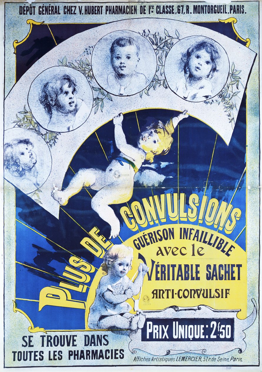 A Veritable Sachets Anti-Convulsif terméket reklámozó plakát alkotó: French School