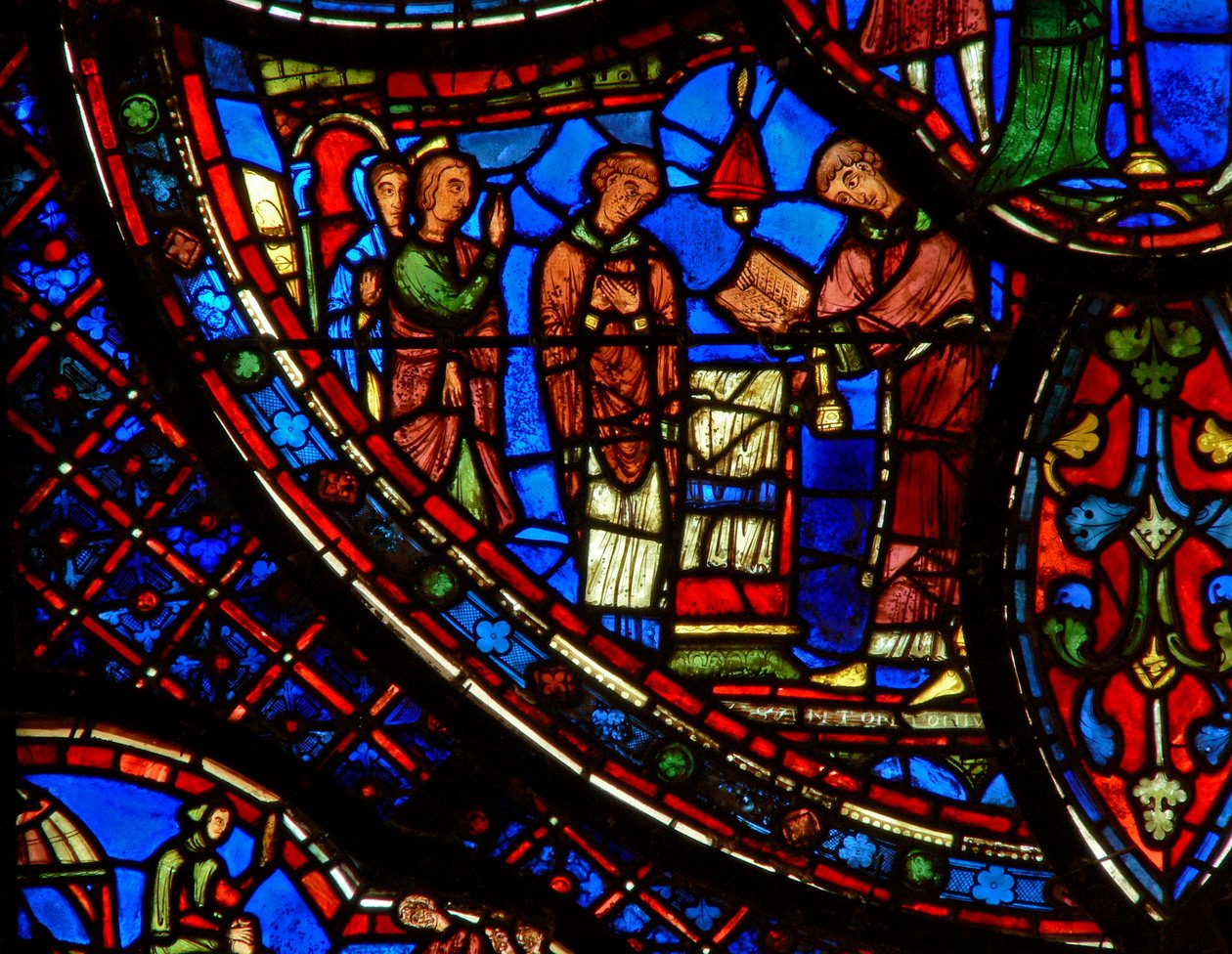 Szent Antal: nővérével belép a templomba (w30b) alkotó: French School