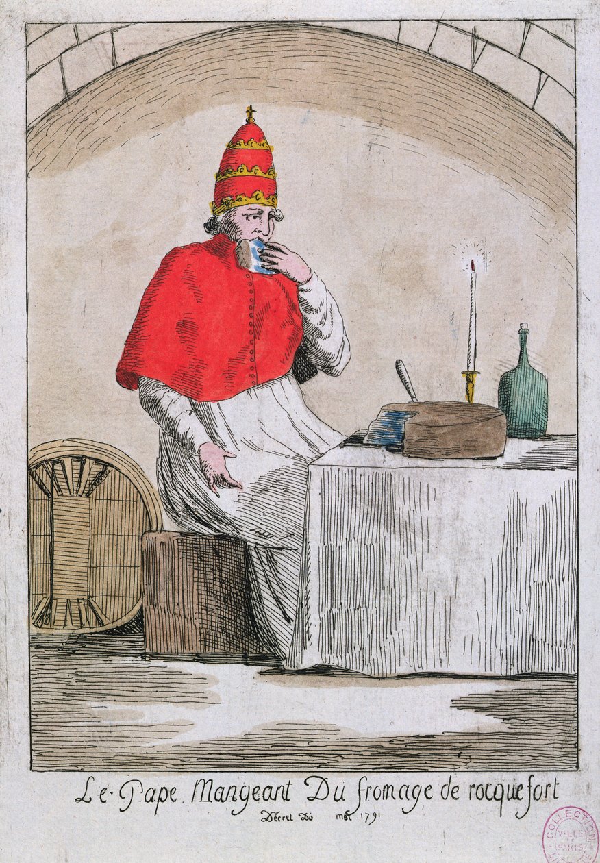 A pápa, aki Roquefort sajtot eszik, 1791 alkotó: French School