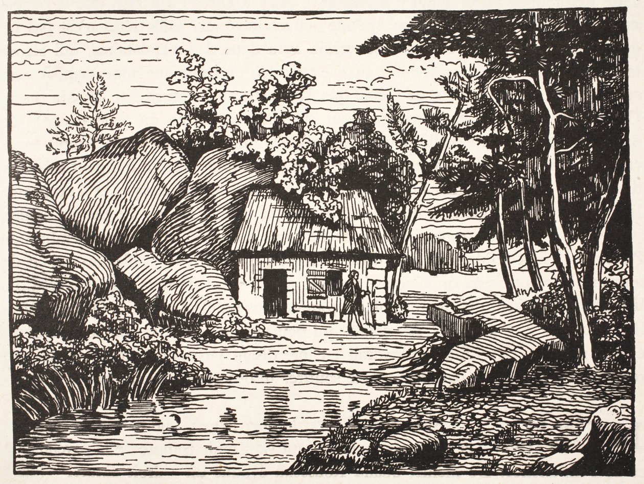 J.J. kunyhója Rousseau alkotó: French School