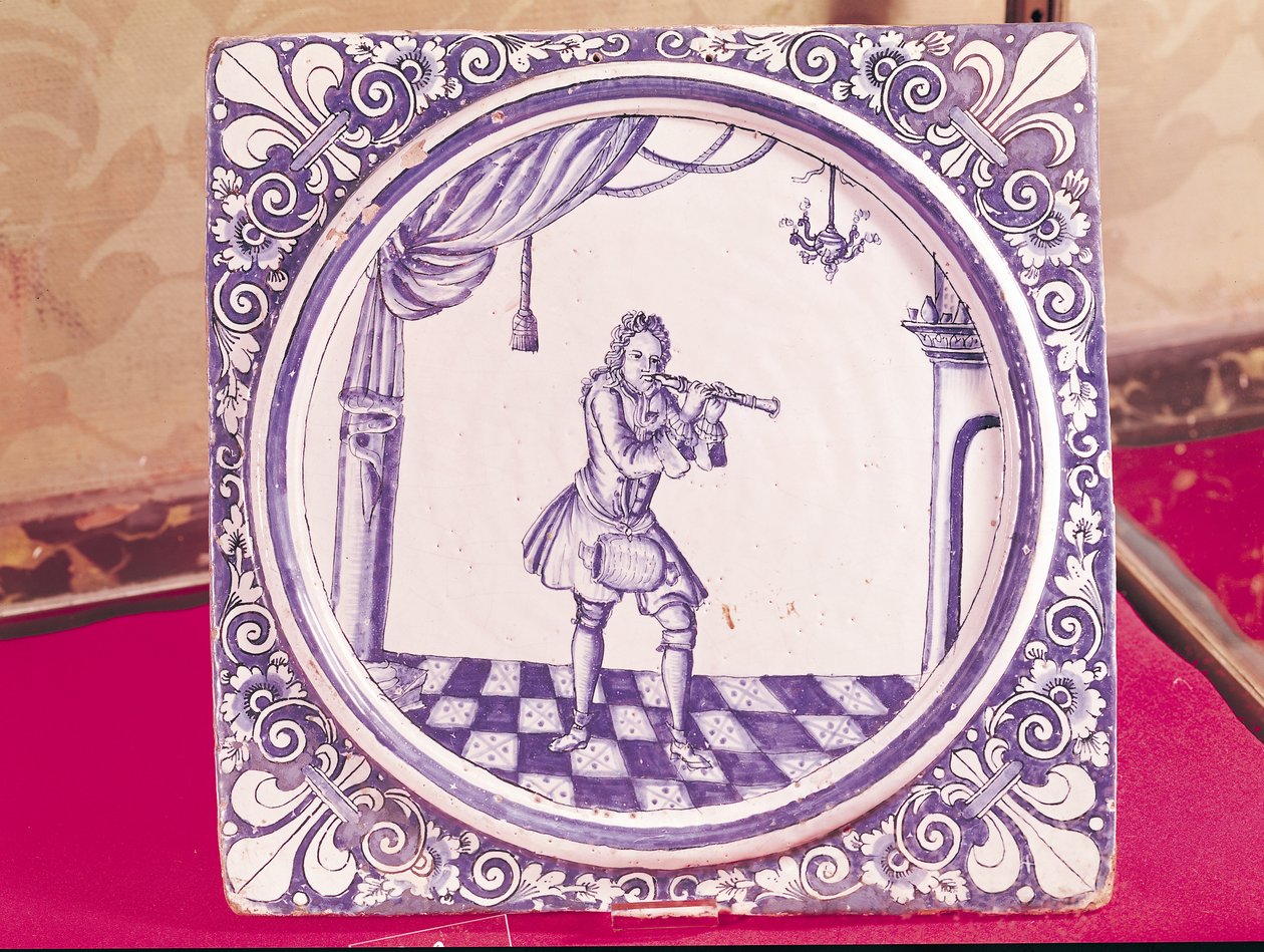 Klarinétost ábrázoló csempe, 1706 (fajansz) alkotó: French School