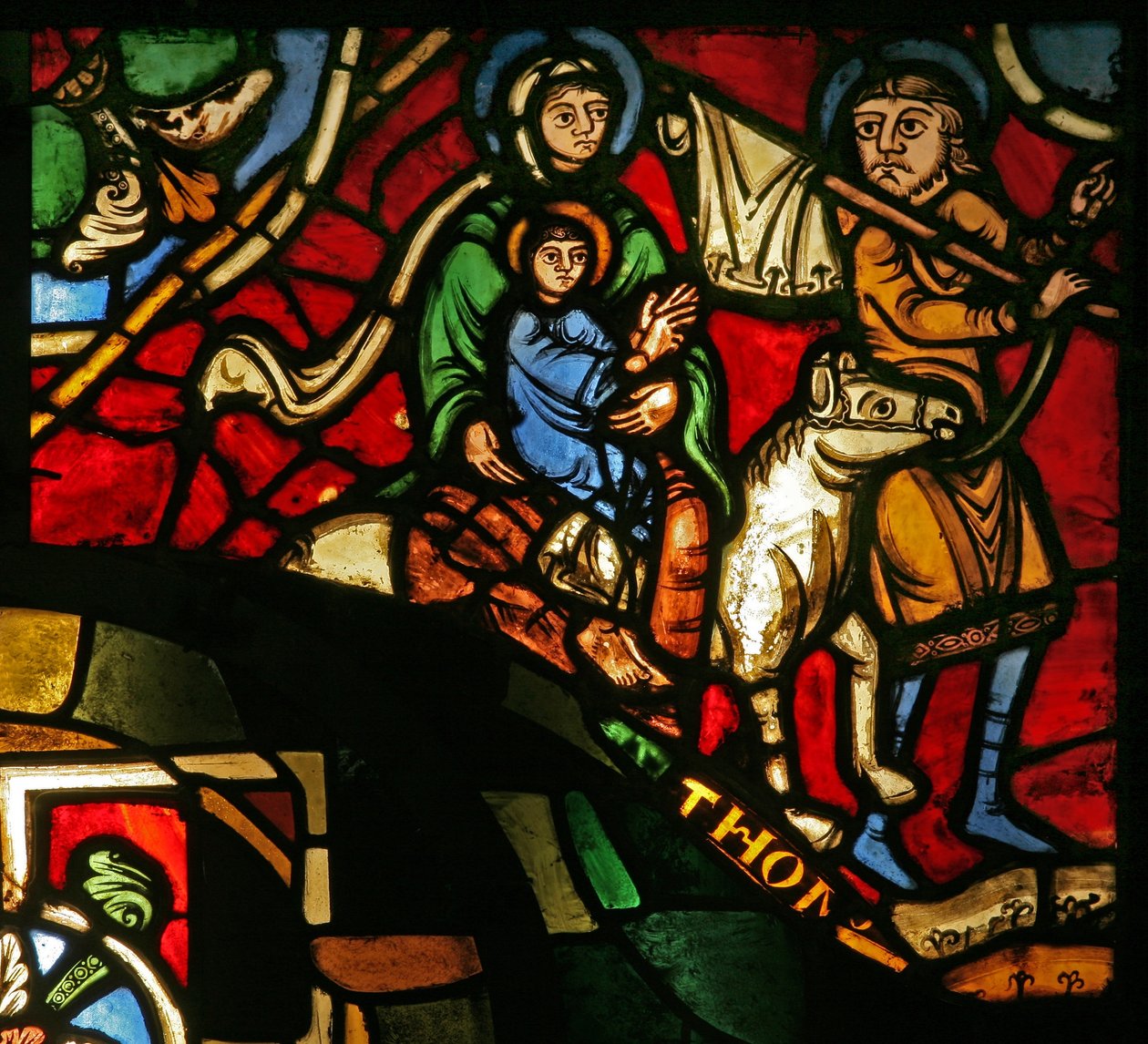 Ablak Kincstár-A, amely az Egyiptomba való repülést ábrázolja alkotó: French School
