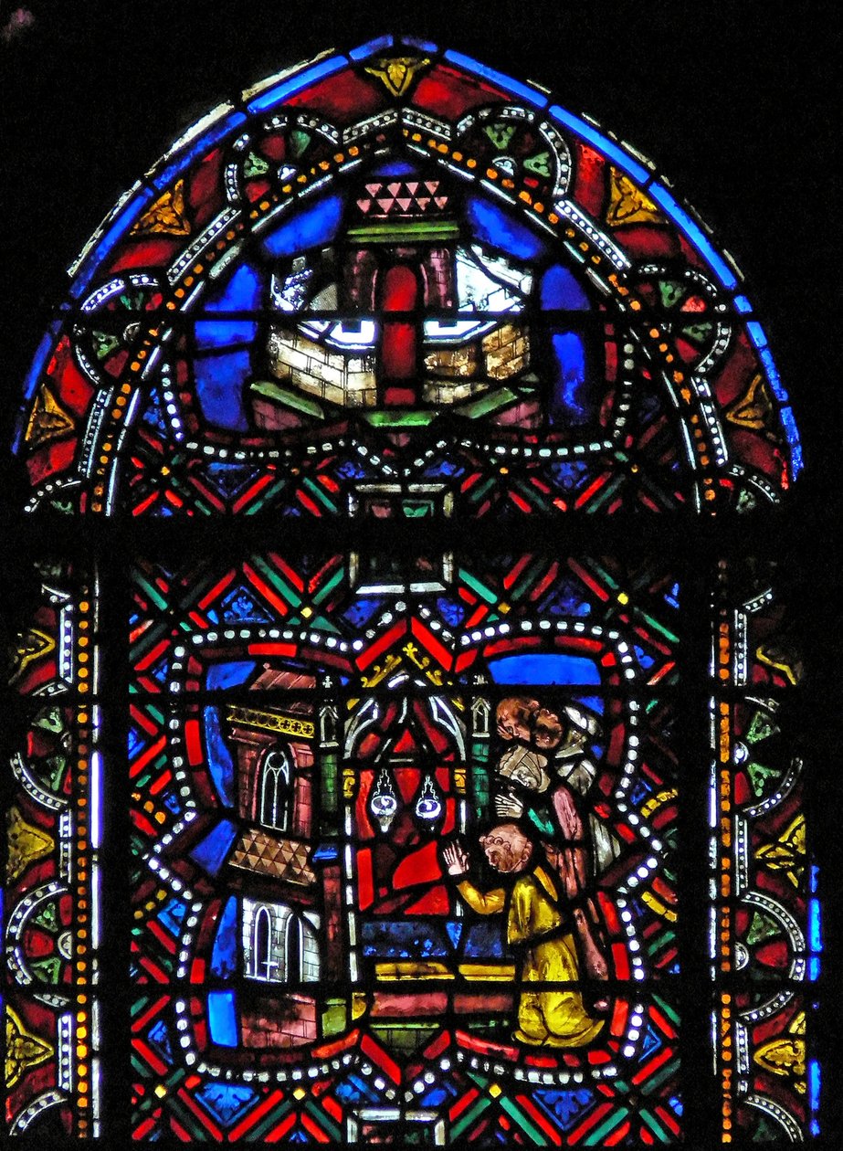 Az s4-es ablak, amely Szent Agathas-szentélyt ábrázolja alkotó: French School