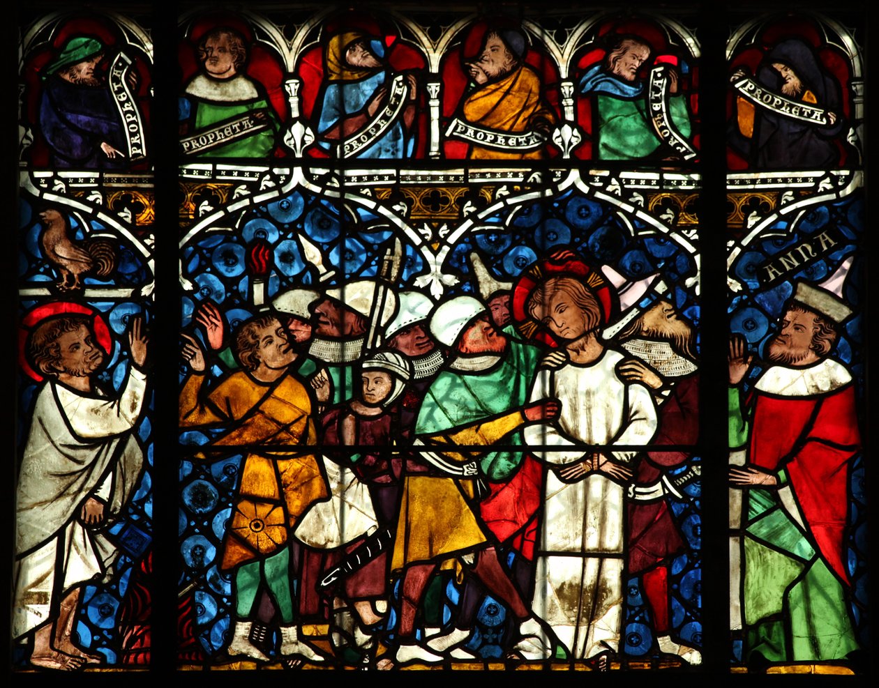 A getsemánéi letartóztatást ábrázoló w12 ablak alkotó: French School