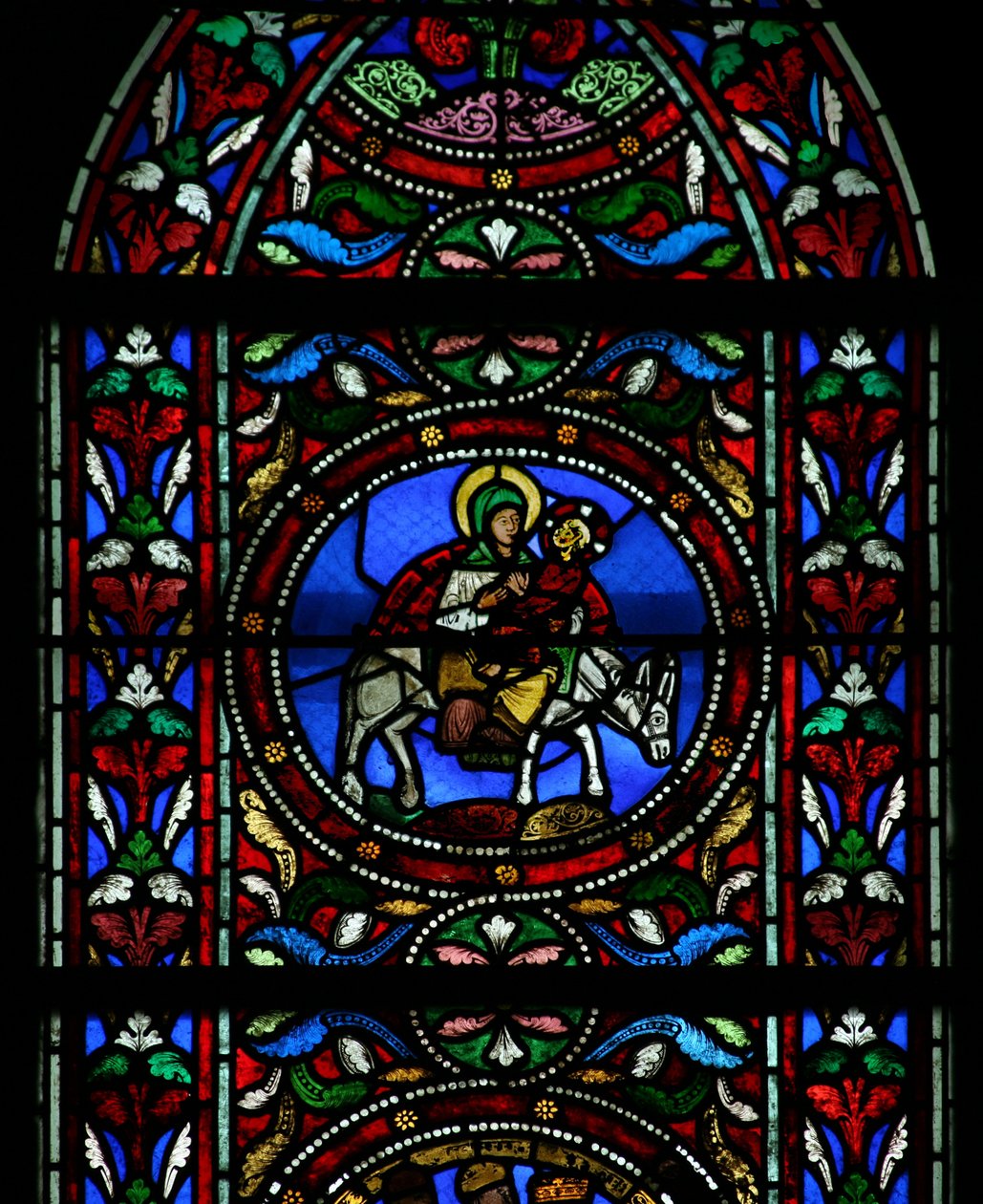 A w13-as ablak az Egyiptomba menekülést ábrázolja alkotó: French School