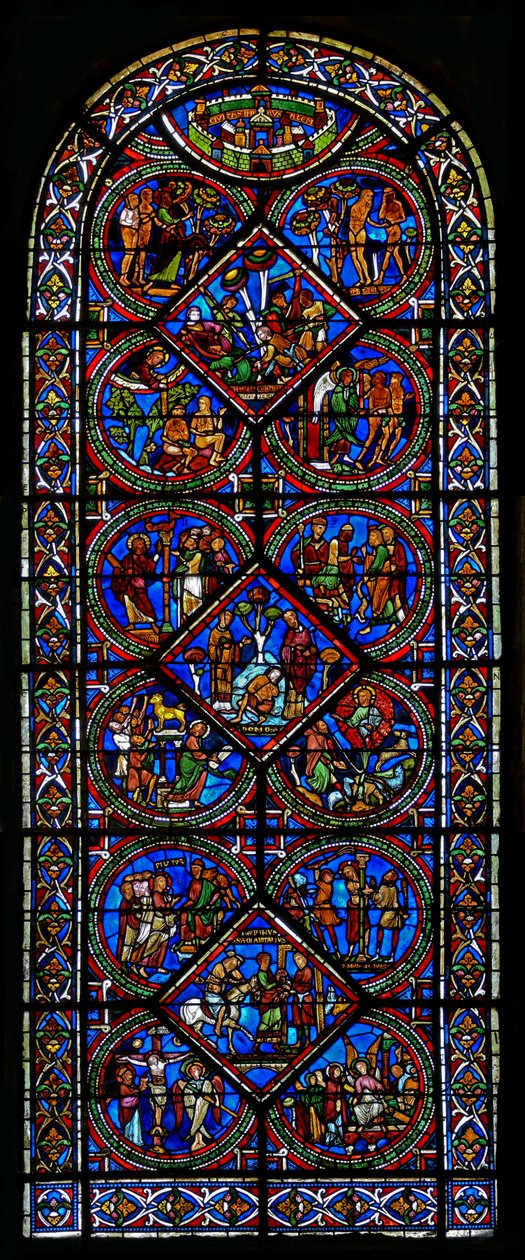 Ablak w15, amely az irgalmas szamaritánus ablakot ábrázolja alkotó: French School