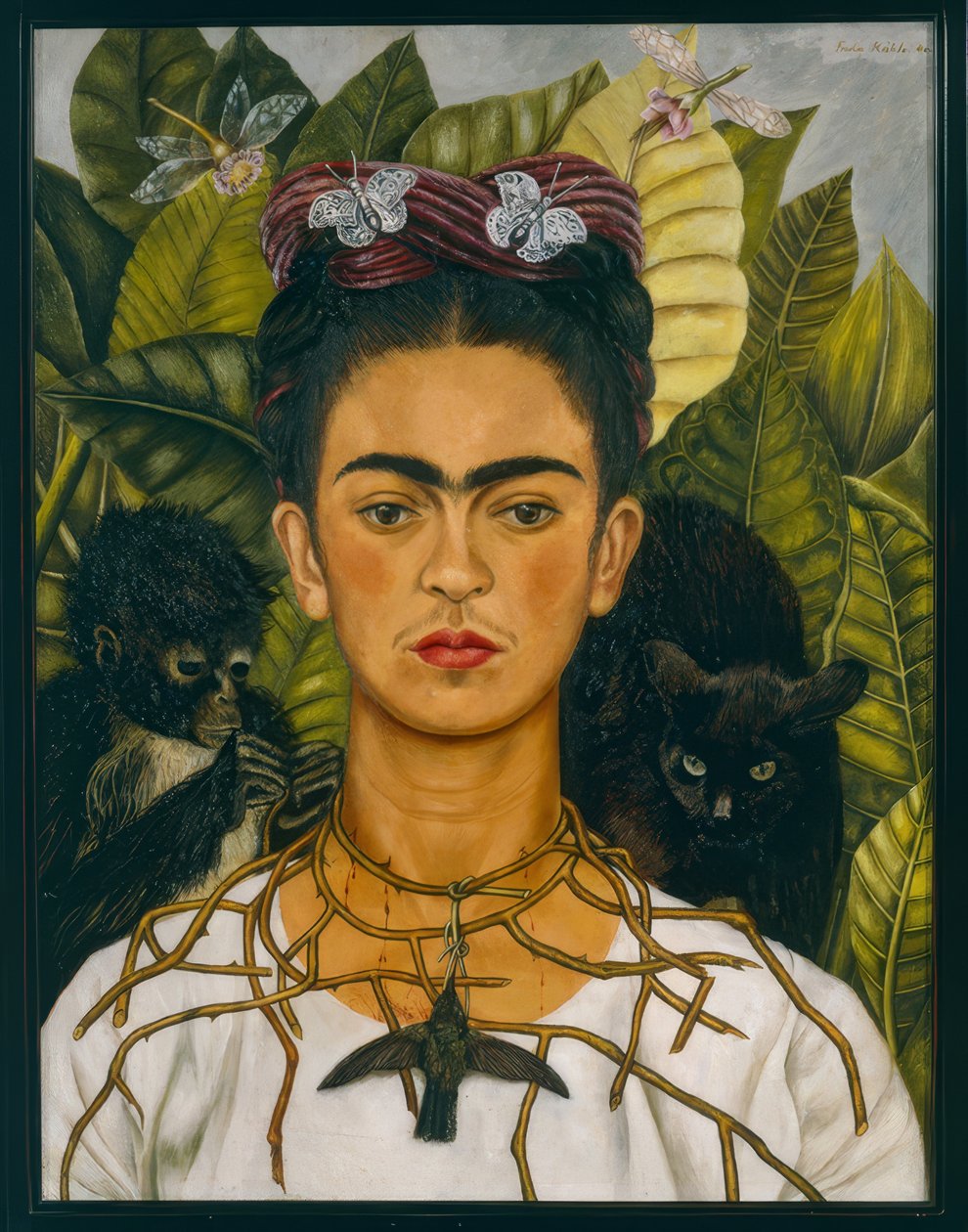 Önarckép tüskegallérral alkotó: Frida Kahlo