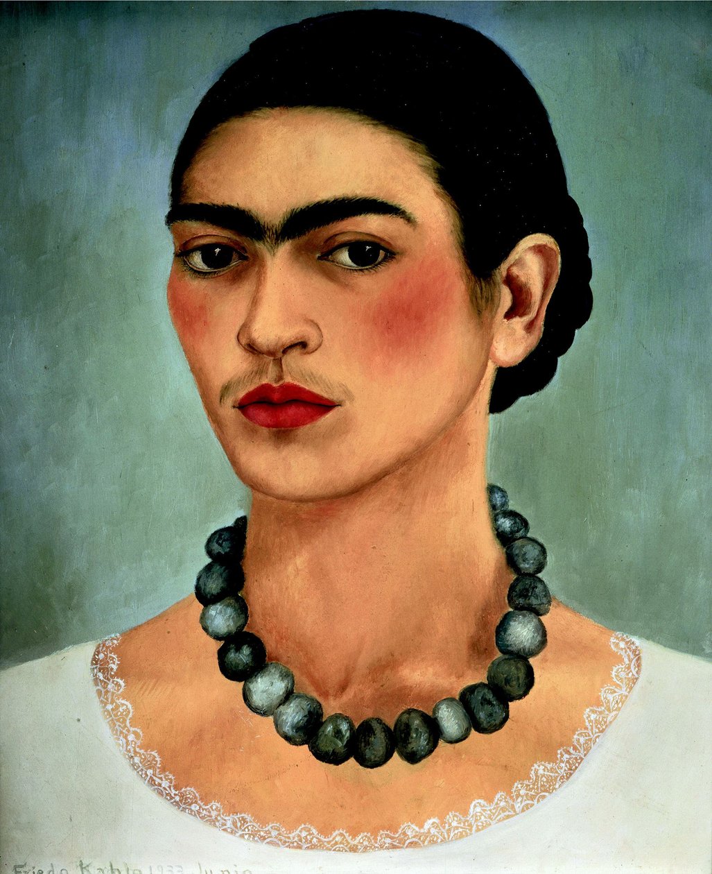 Önarckép nyaklánccal alkotó: Frida Kahlo