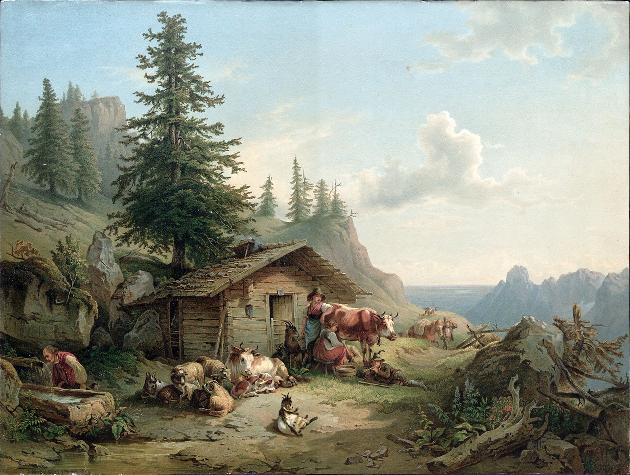 Alpesi kunyhó a Schafbergben alkotó: Friedrich Gauermann