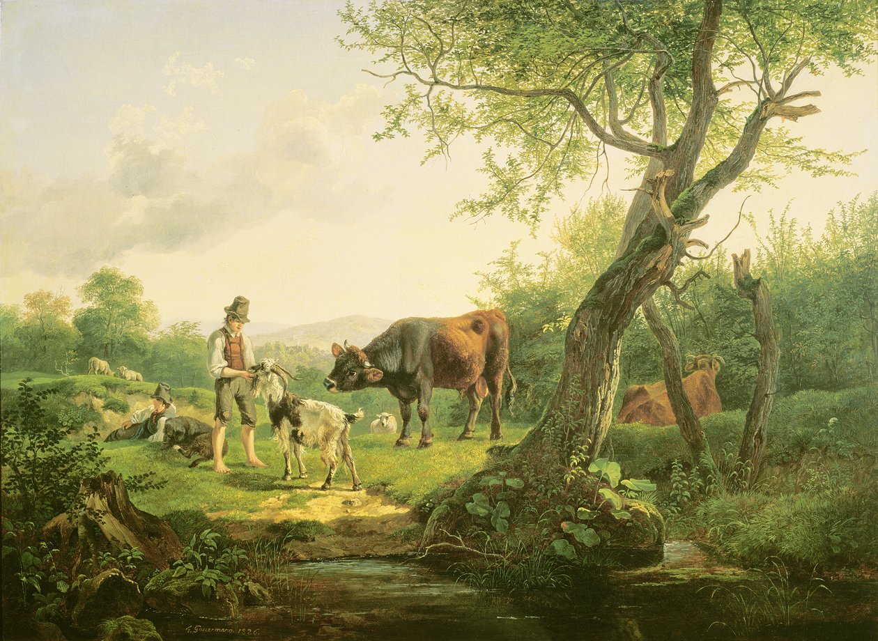 Táj pásztorral, 1826 alkotó: Friedrich Gauermann