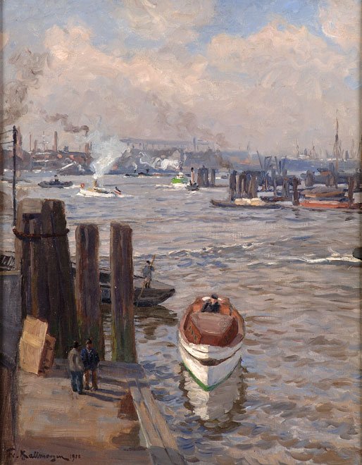 Hamburg kikötője alkotó: Friedrich Kallmorgen