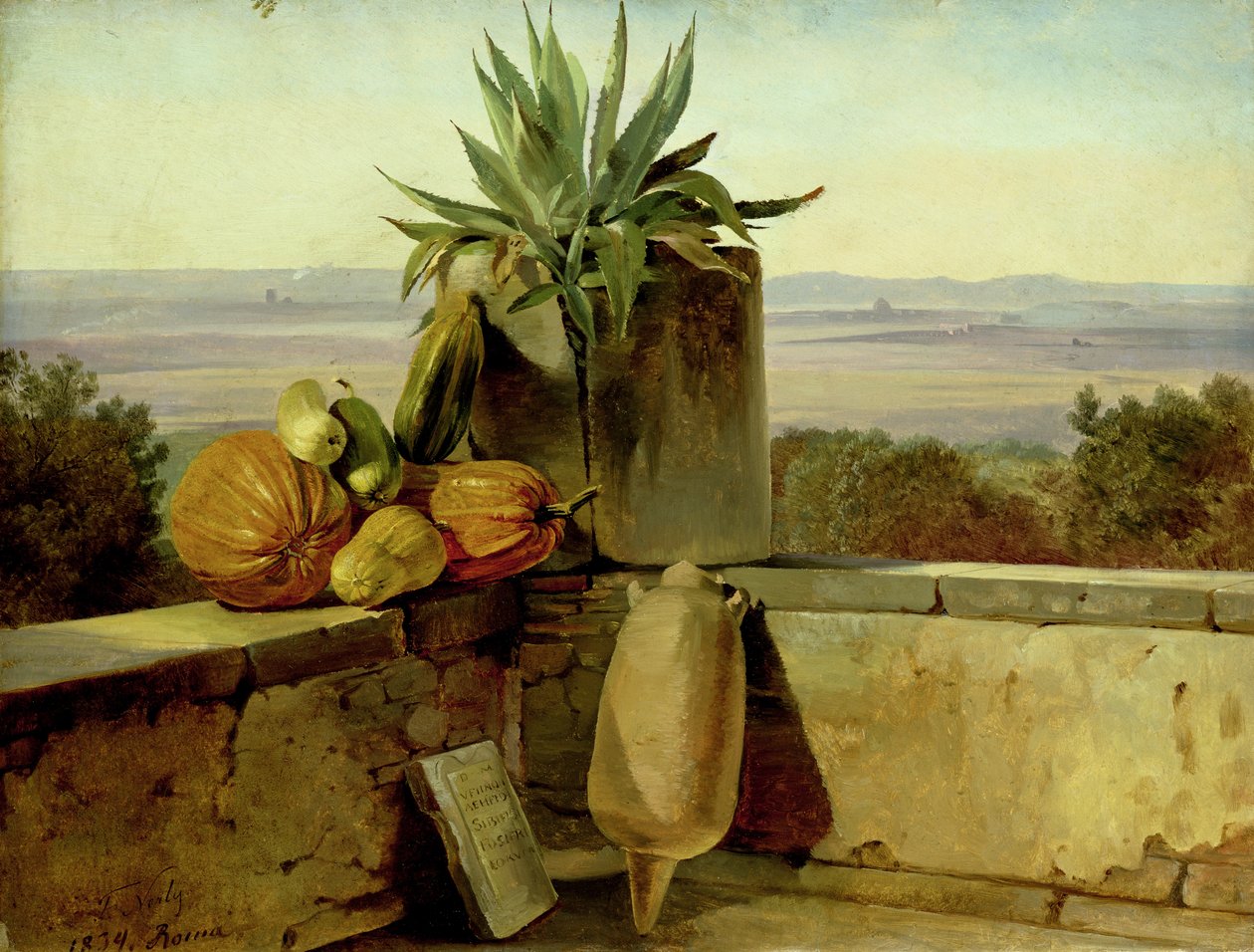 Római erkély, 1834 (olaj, papír, vászonra festve) alkotó: Friedrich Nerly