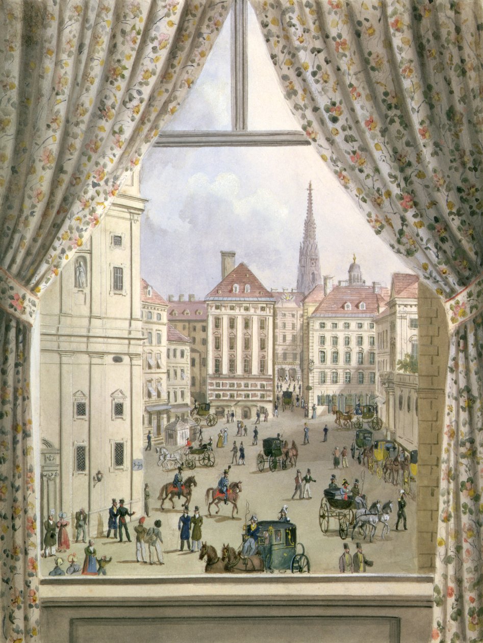 Kilátás a Freyungra, Bécs, 1825 alkotó: Friedrich Wigand