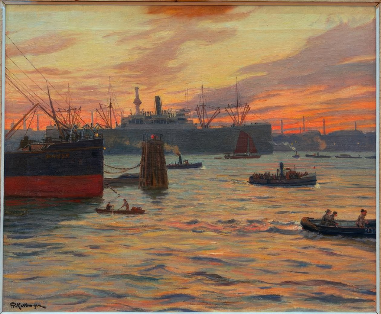 Hamburg kikötője alkotó: Friedrich Kallmorgen