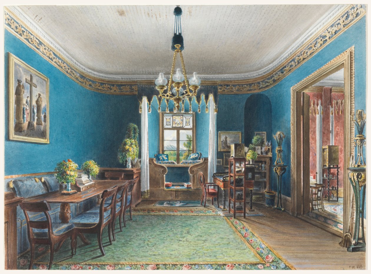 A kék szoba, Schloss Fischbach alkotó: Friedrich Wilhelm Klose
