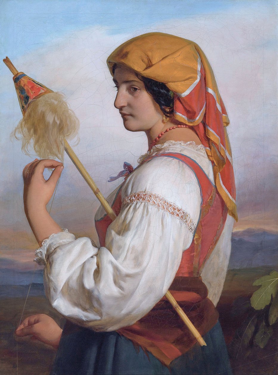 Német: Olasz nő (Chiaruccia) pálcikával alkotó: Friedrich von Amerling