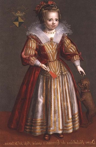 Egy lány portréja, Hubaldine da Luciano (címeres felirattal) alkotó: Friesland School