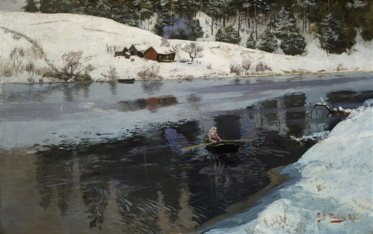 Tél a Simoa folyónál alkotó: Fritz Thaulow