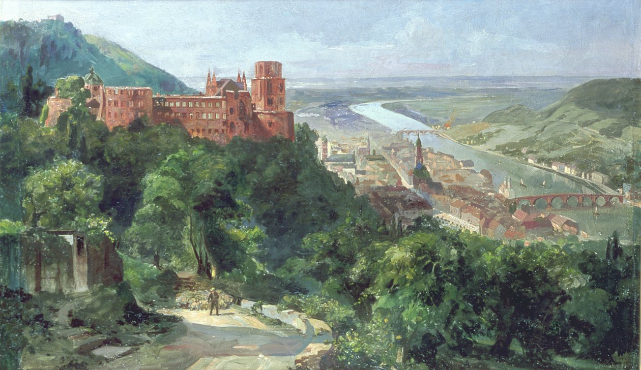 Heidelberg látképe, 1910 körül alkotó: Fritz Genutat