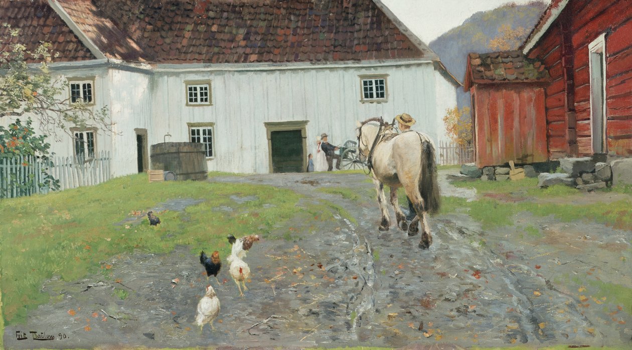 A tanya udvarán alkotó: Fritz Thaulow