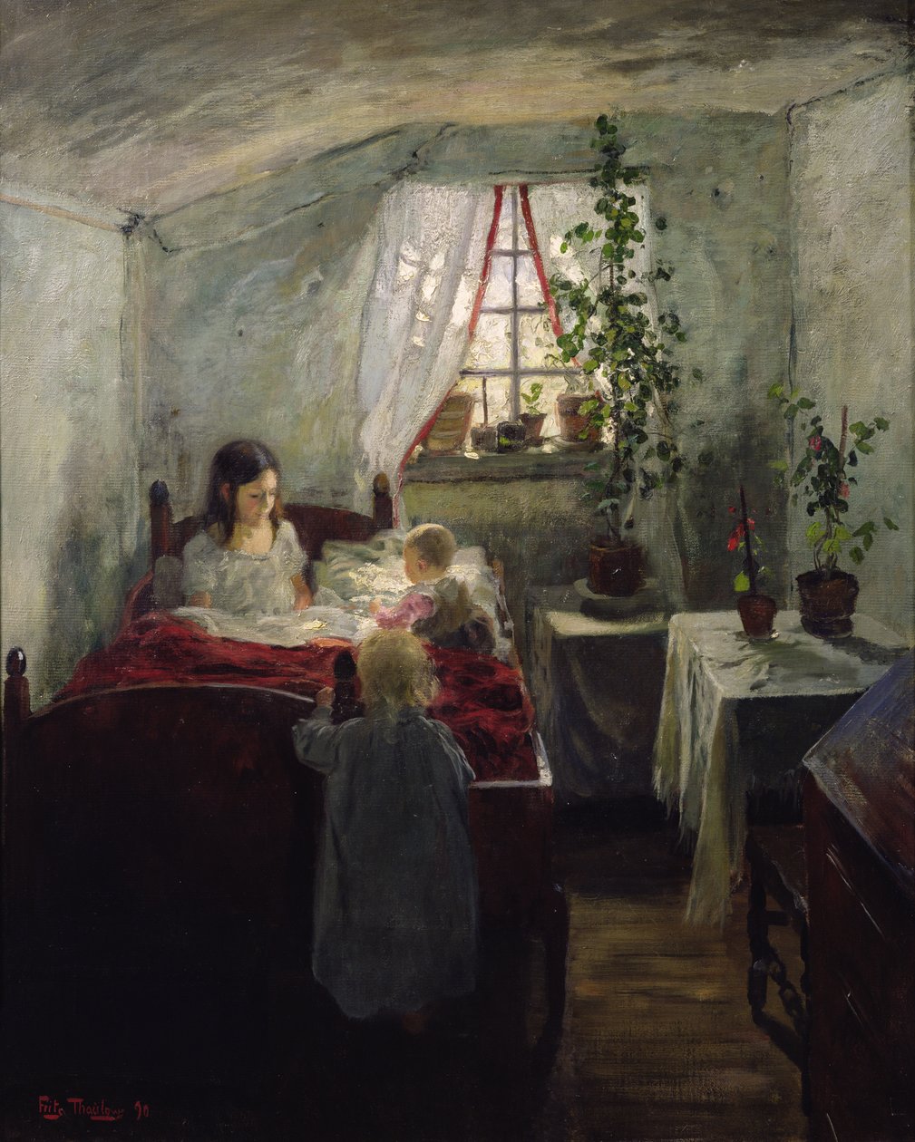 Belső gyerekekkel alkotó: Fritz Thaulow