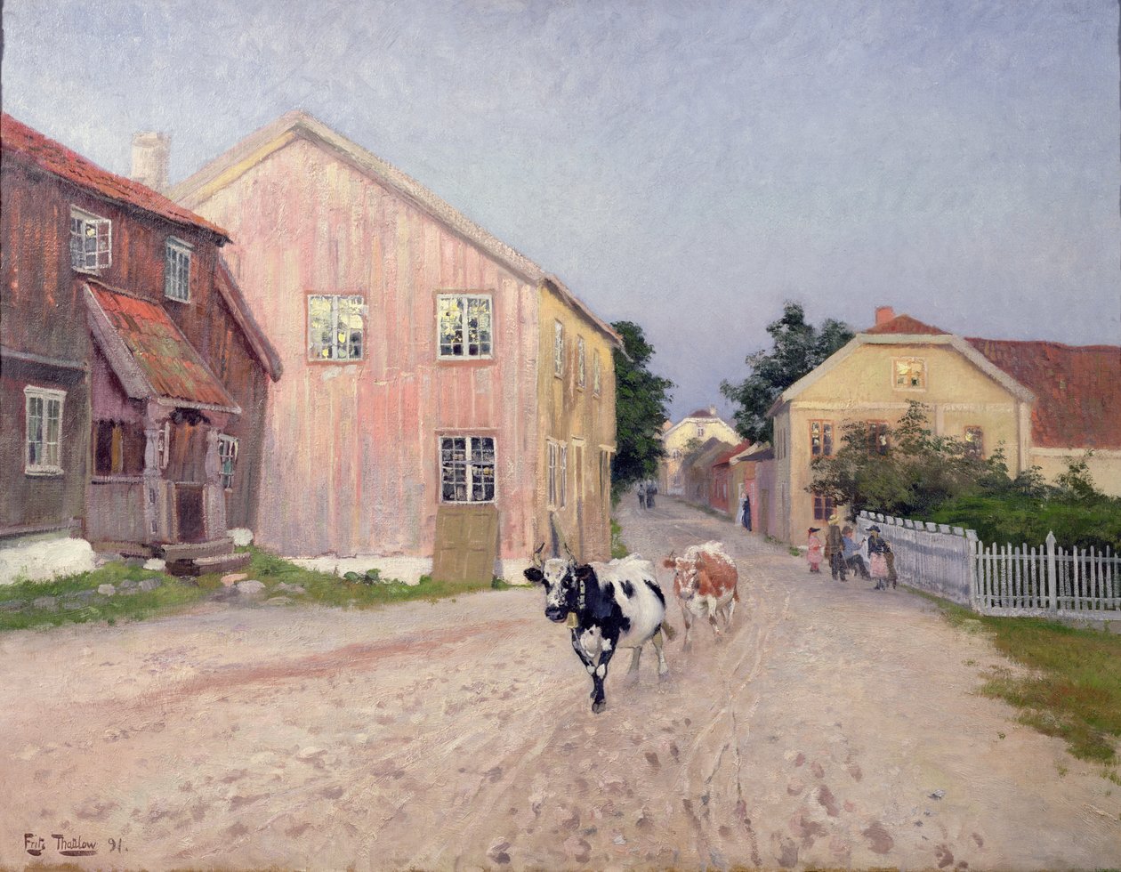 Utca Hokksundban alkotó: Fritz Thaulow