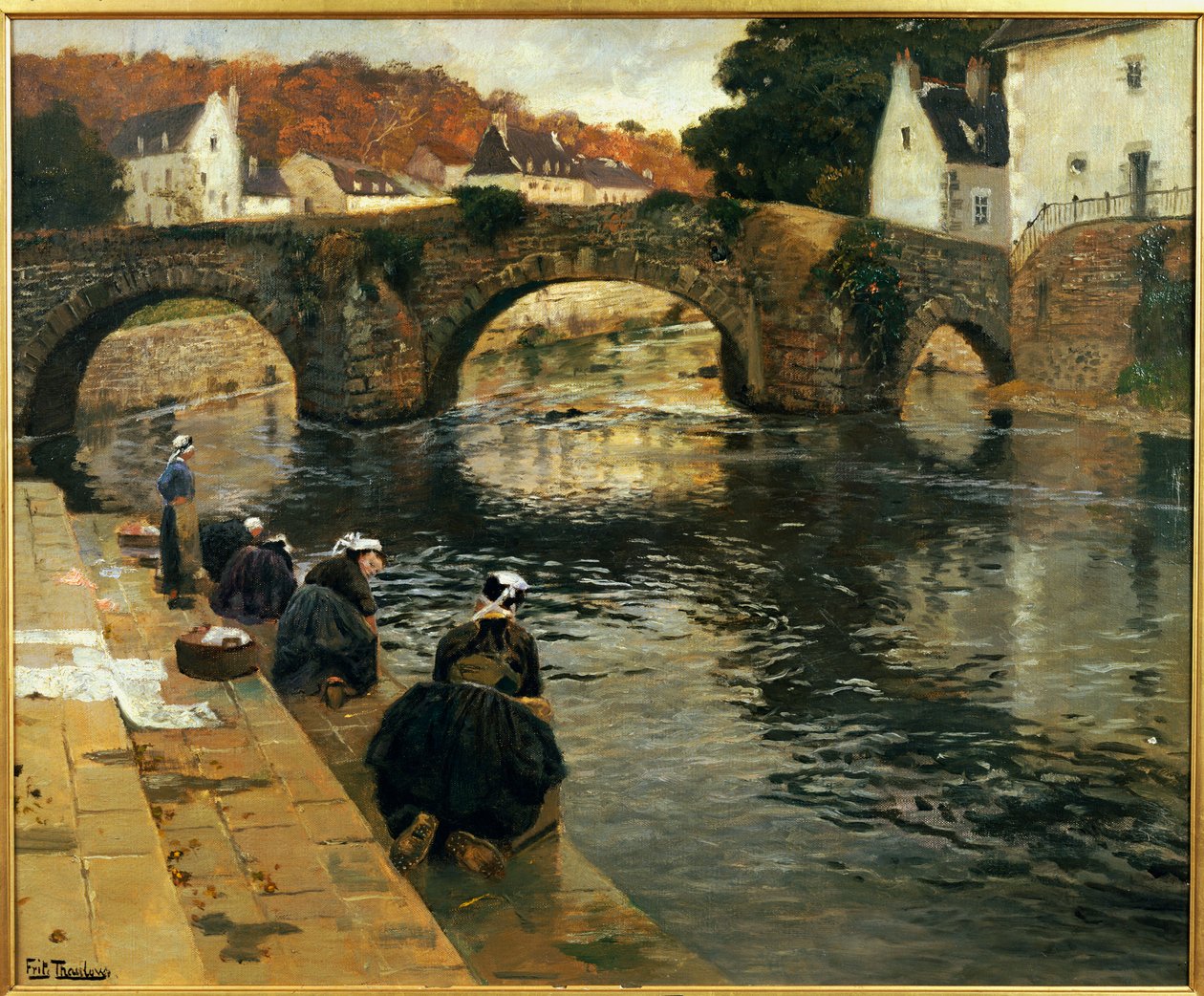 Mosók reggel a Quimperle-ben alkotó: Frits Thaulow