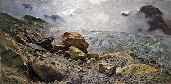 Gleccser (olaj, vászon) alkotó: Fritz Wilhelm Rabending
