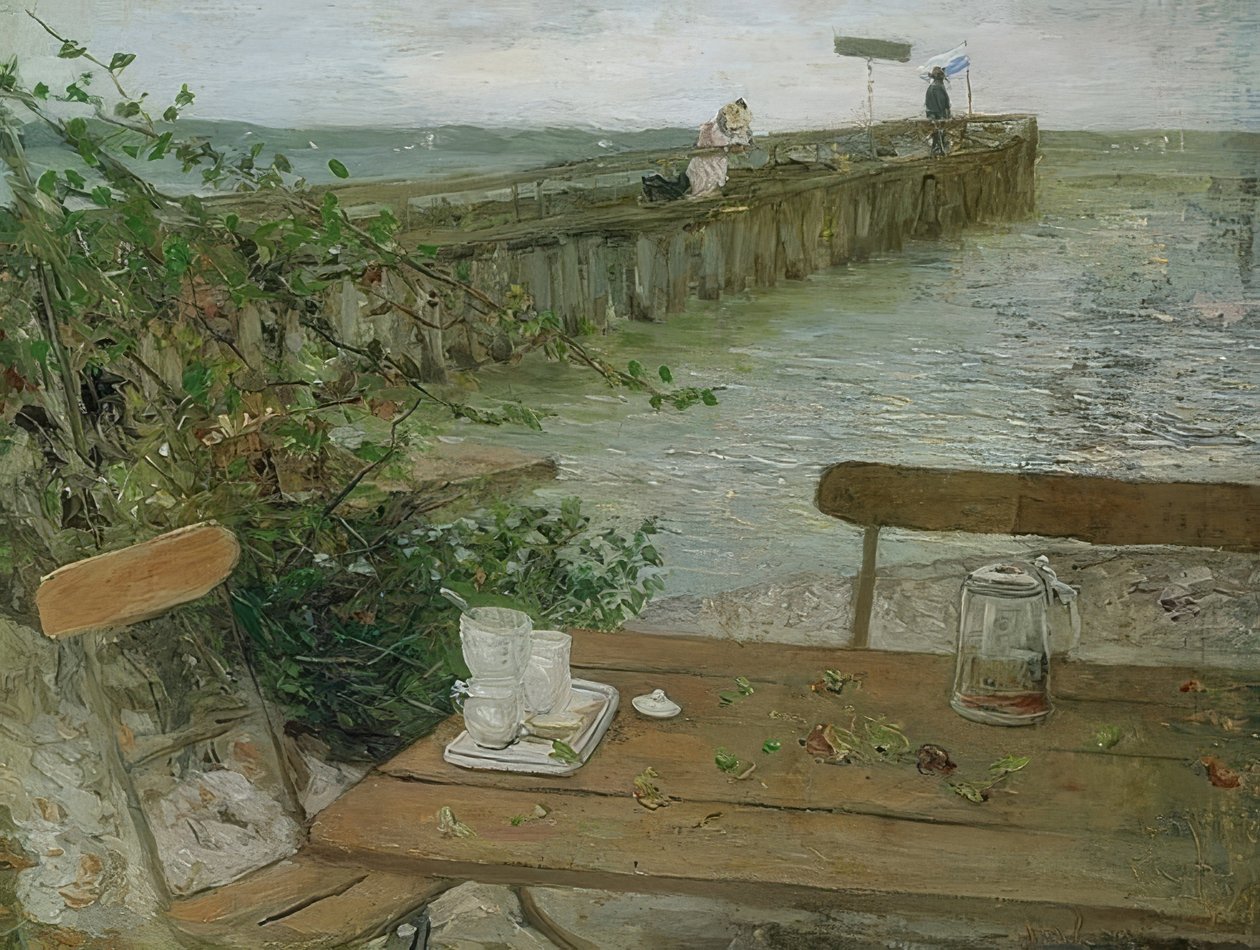 Leszálló móló a Starnberg-tavon. 1896 körül alkotó: Fritz von Uhde