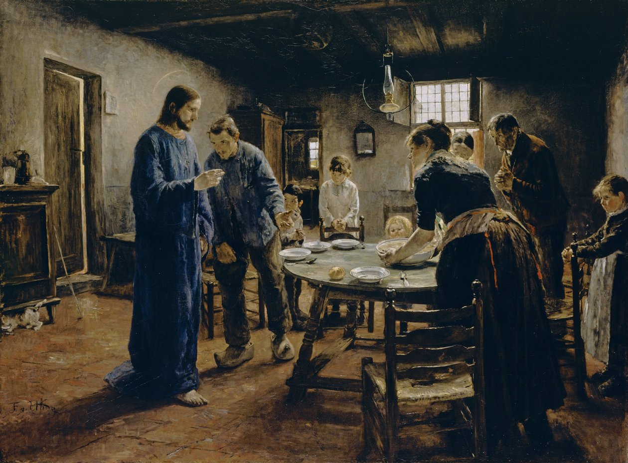 Az étkezési ima, 1885 alkotó: Fritz von Uhde