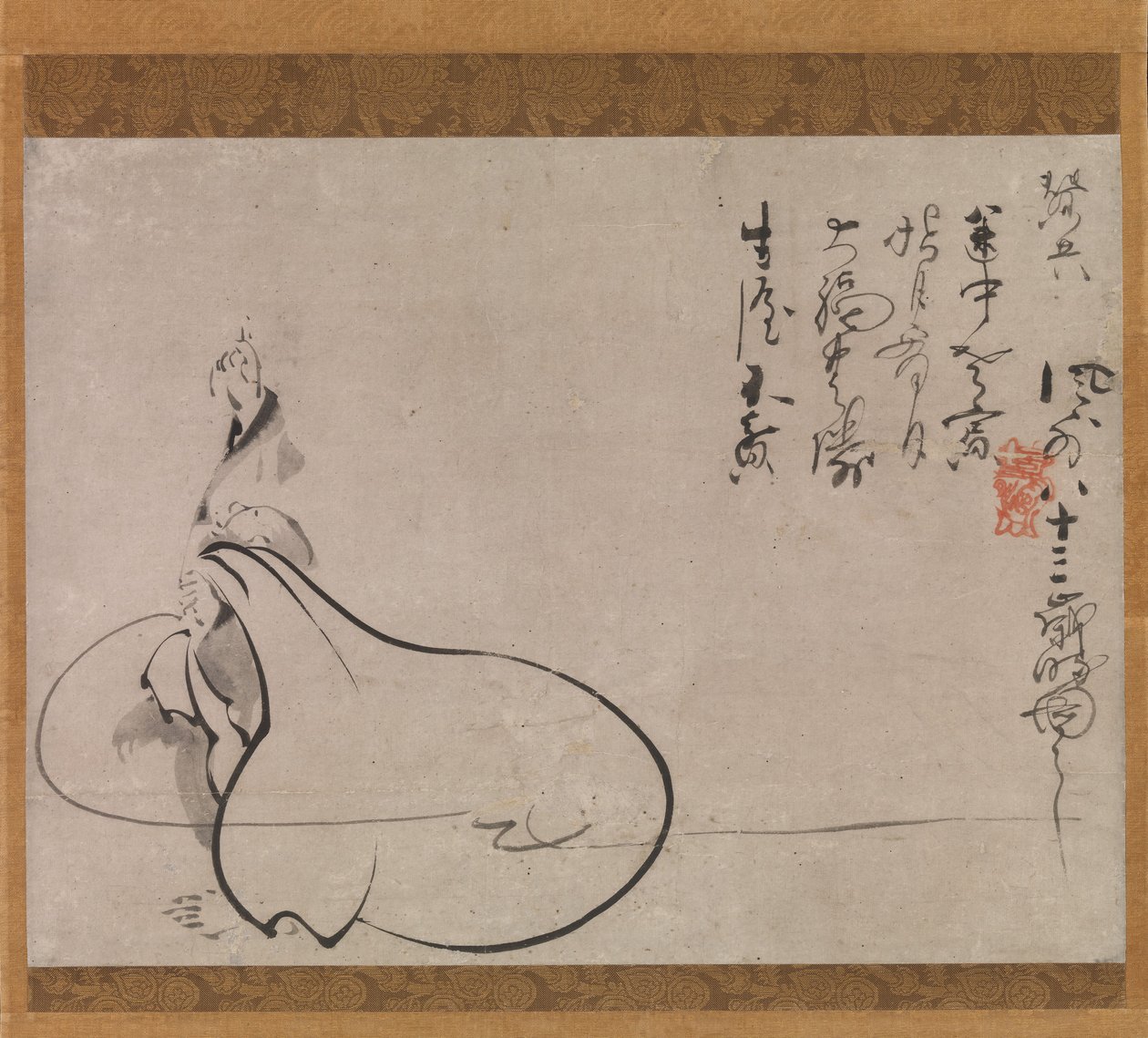 Hotei a Holdra mutat, 1650. alkotó: Fugai Ekun