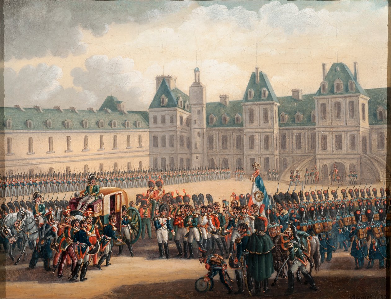 Napóleon búcsúja Fontainebleau-ban, 1814. április 20., 1835. alkotó: G. Beaufort