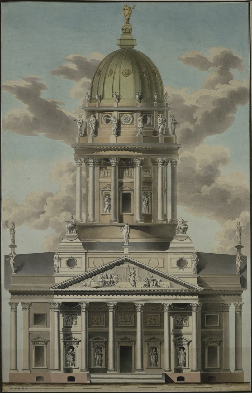 A német katedrális a Gendarmenmarkton, 1812 (toll, tinta és WC papíron) alkotó: G.F. Kluge
