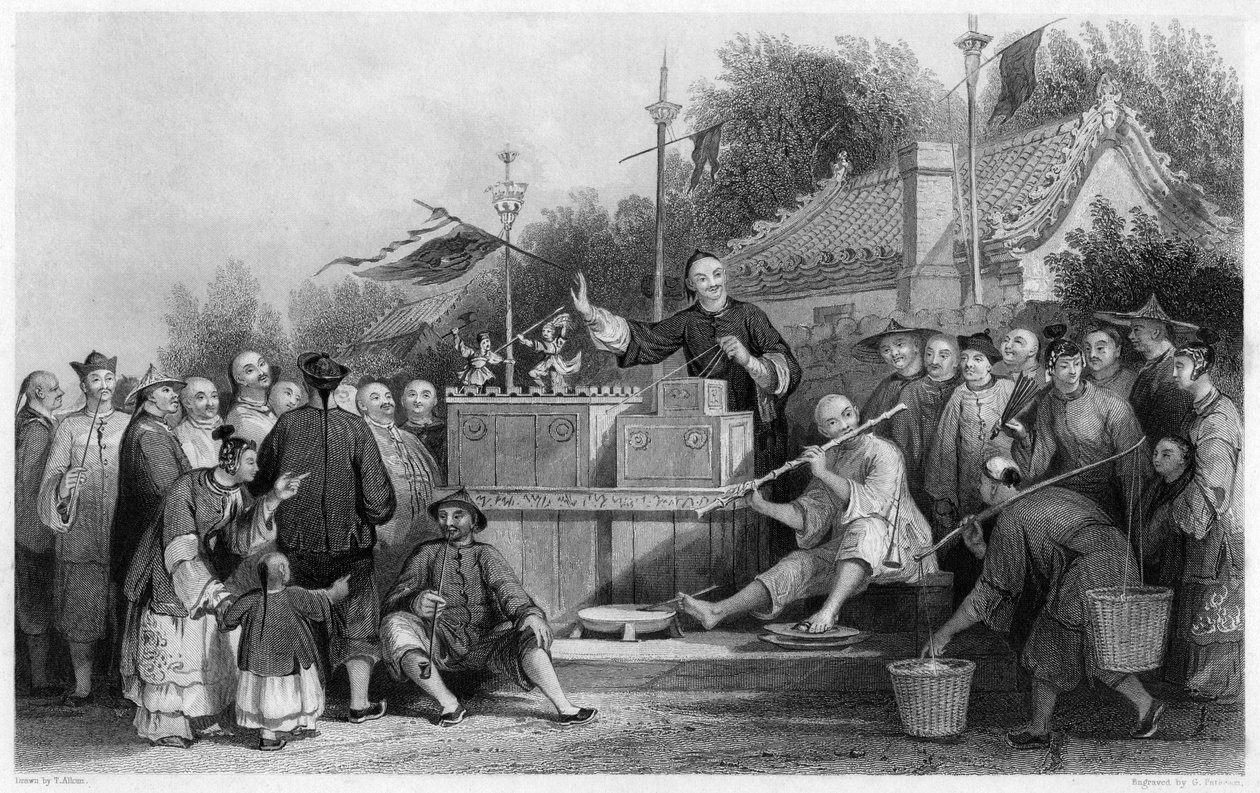 Ritka előadás a Lin-sin-choo-ban, Kínában, 1843. alkotó: G. Paterson